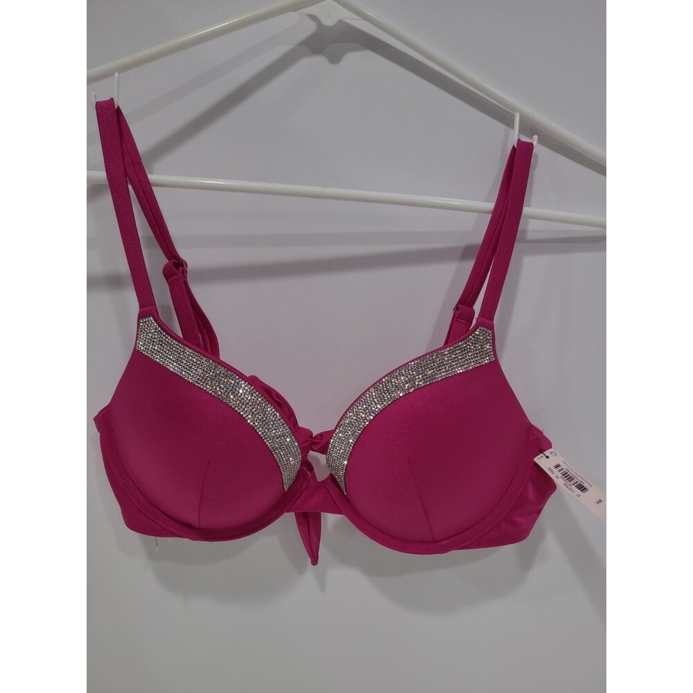 Victoria's secret very sexy Shine Strap Trim Push-up bikini top Tie Back NEW B26